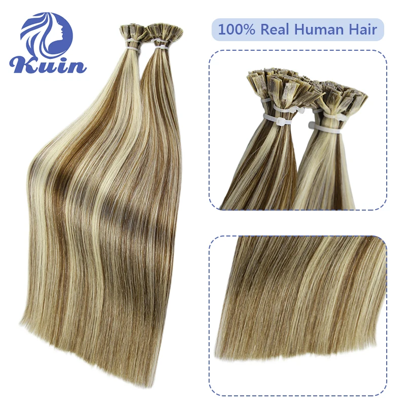 Flat Tip Hair Extensions Real Human Hair Natural Fushion Hair For Women Tip Keratin Human Hair Extensions Ombre Blonde Color