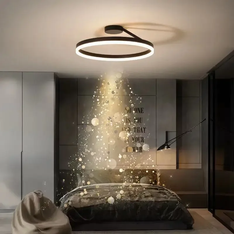 Living Room LED Ceiling Lamp Chandelier Modern Minimalist Restaurant Bedroom Kitchen Light Indoor Home Circular Lighting Decor