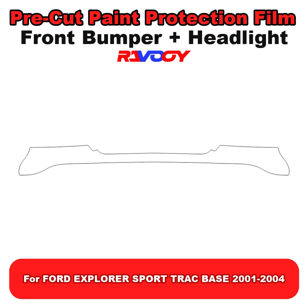 Kit de película protectora de pintura (PPF) transparente de 8.5Mil precortada para parachoques delantero + faros delanteros para FORD EXPLORER SPORT TRAC BASE 2001-2004