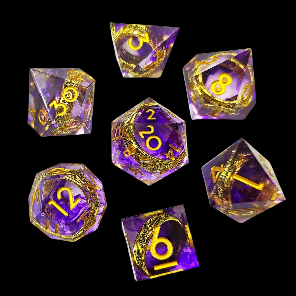 

New Resin Fluid Dice Set D4 D6 D8 D10 D12 D20 Blue Green Purple Liquid Dices Polyhedral Table Games Accessories For D&d DND