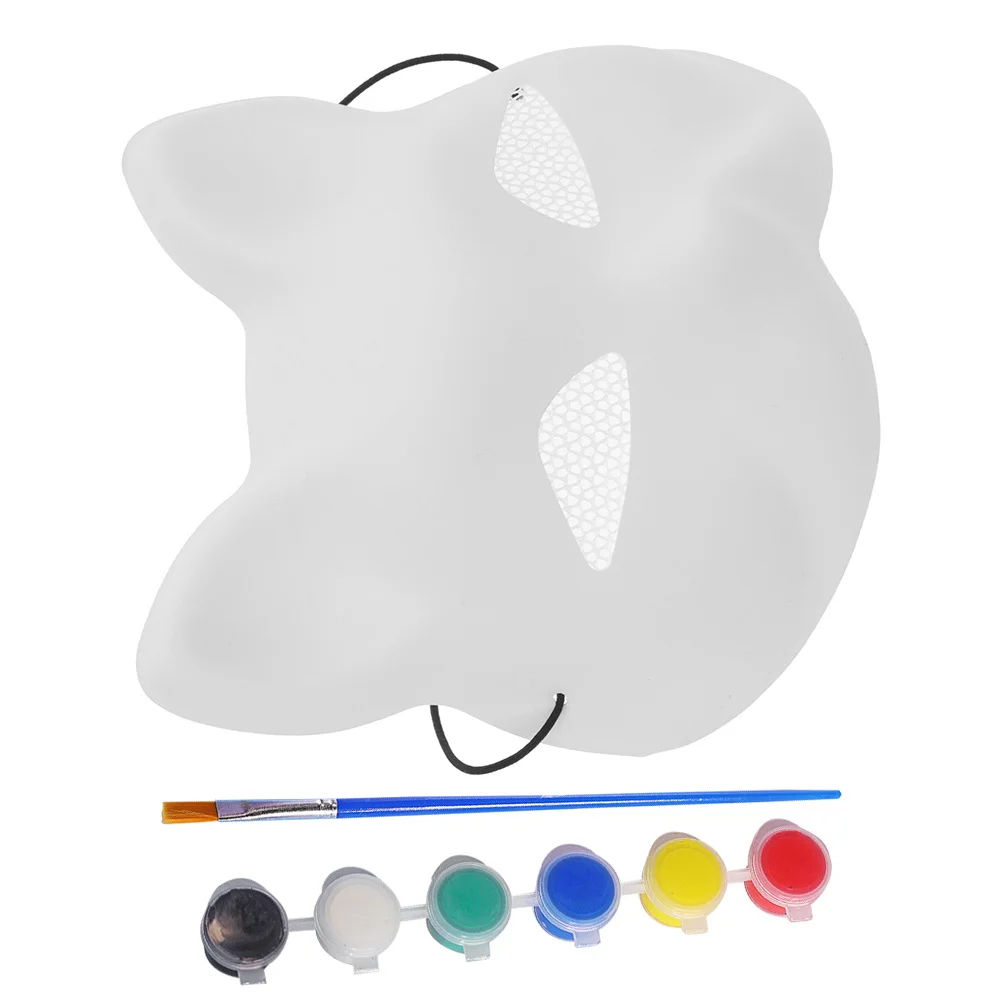 

1Set Cat Mask Matte White Plastic Breathable Blank Face Mask for Halloween Cosplay DIY Paintable Animal Masquerade Party