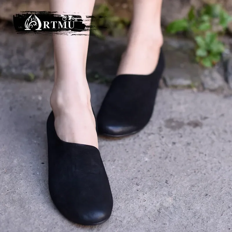 

Artmu Original Closed Toe Sandals For Women Low Heel Soft Soled Shoes Genuine Leather Elegant Shoes Luxury Loafers Ladies Shoes