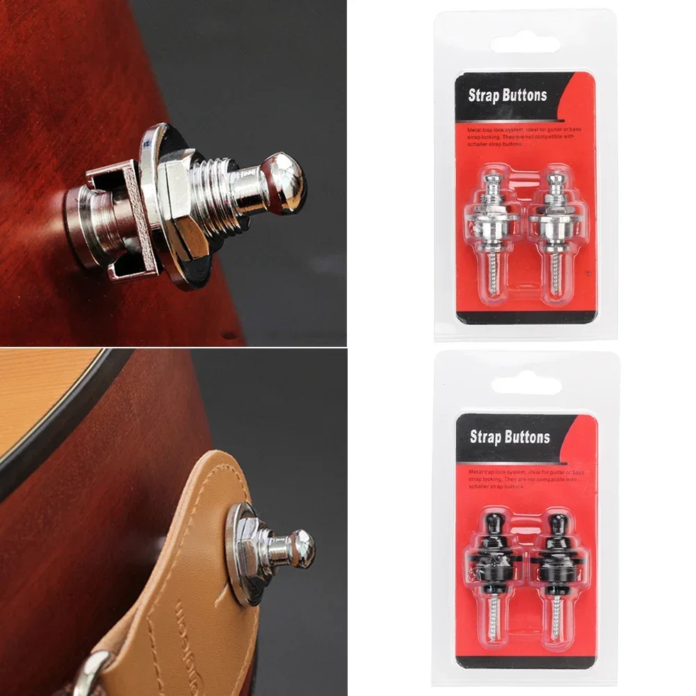 2pcs Electric Guitar Strap Lock Straplock Round Head Buttons For All Acoustic Electric Bass Folk Guitar Strap Musical Instrument