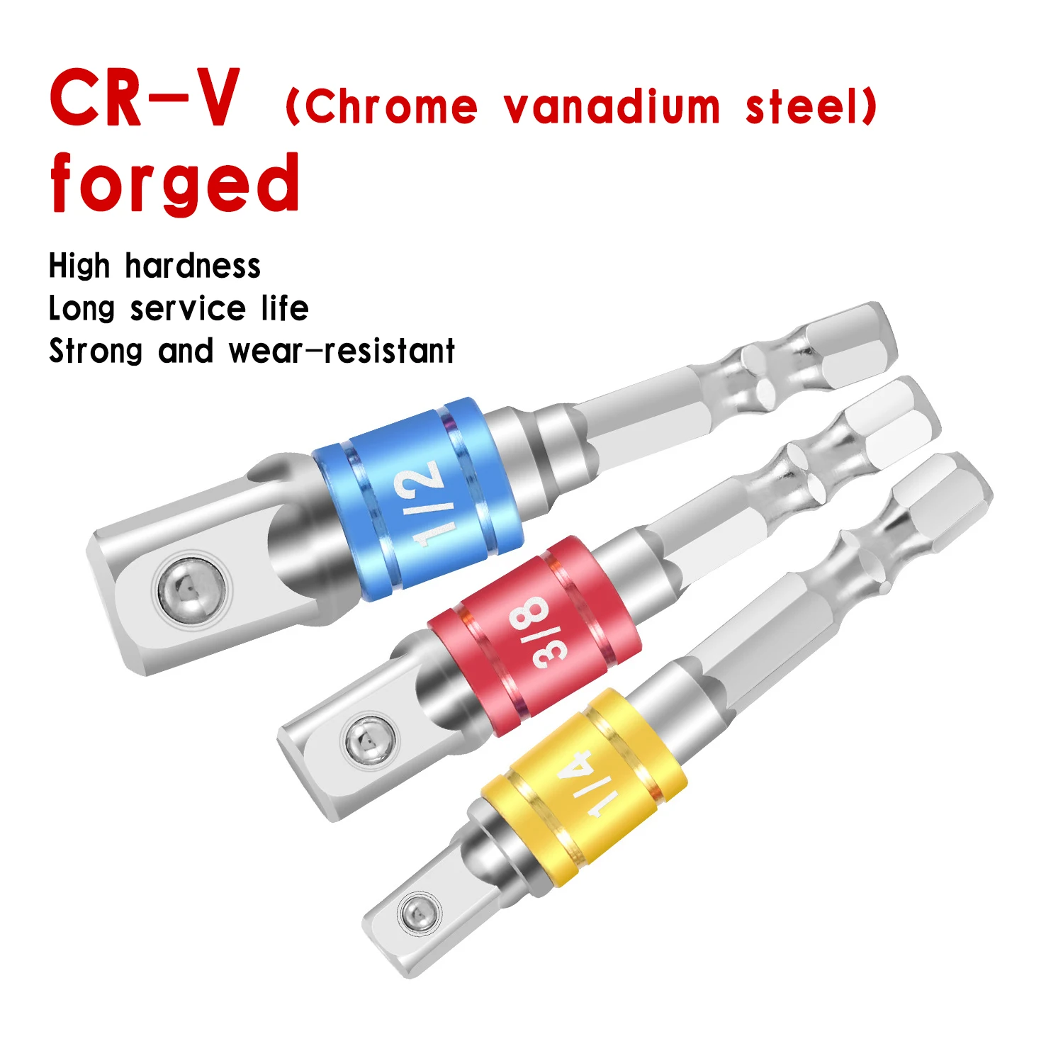 

To Square Head Socket Drill Bits Bar Extension Set3Pcs Drill Socket Adapter for Impact Driver 1/4" 3/8" 1/2" Hex Shank