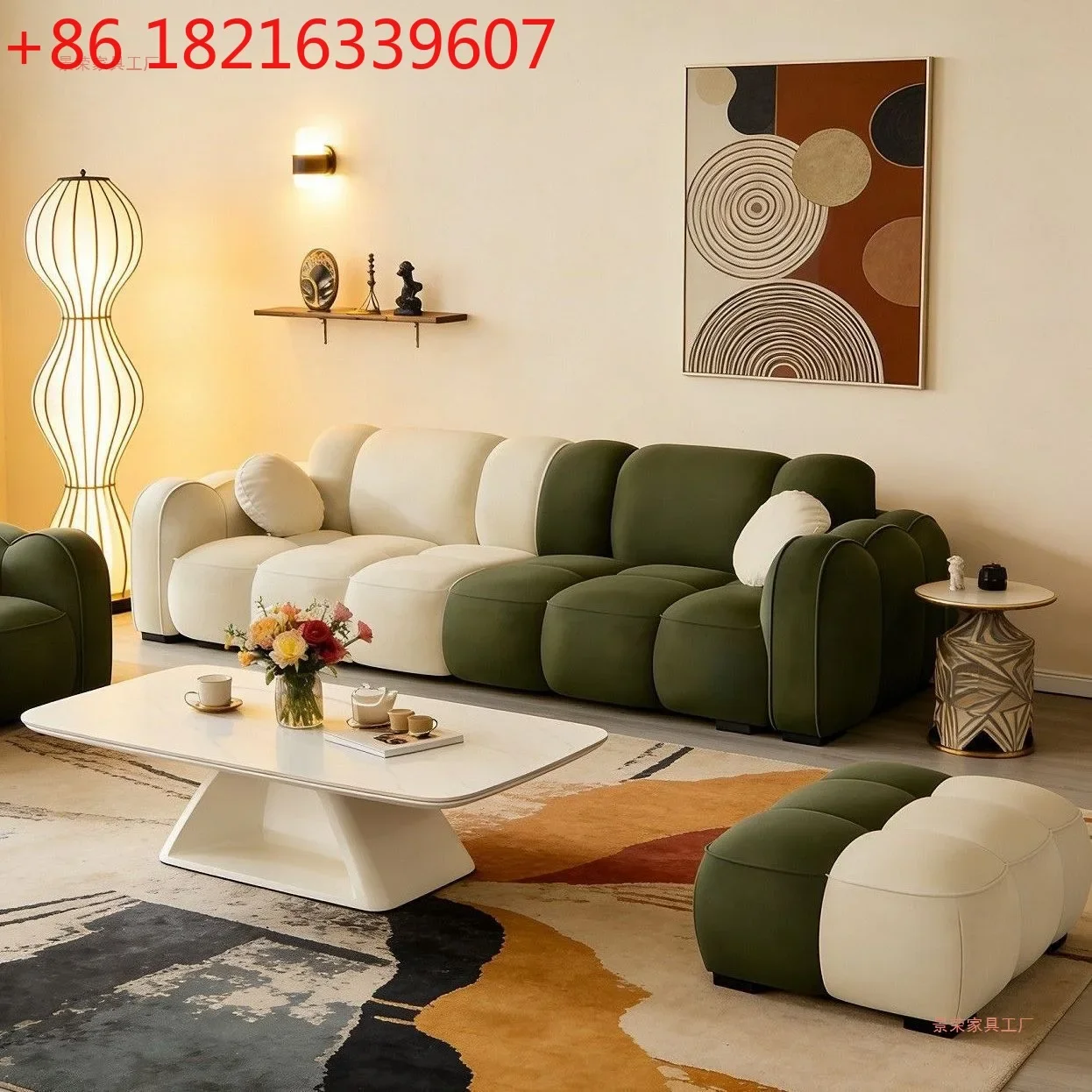 YAO puff cream wind marshmallow cloud velvet biscuit sofa modern simple living room small apartment straight row