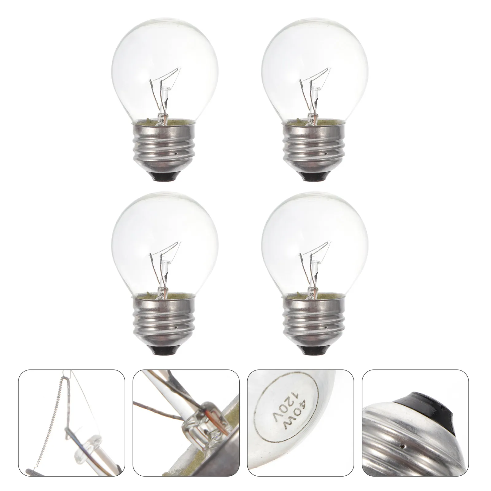 4Pcs E26 40W 120V Fridge Bulb Appliance Replacement Light Tungsten Lamp for Refrigerator Microwave Kitchen Living Room Cafe