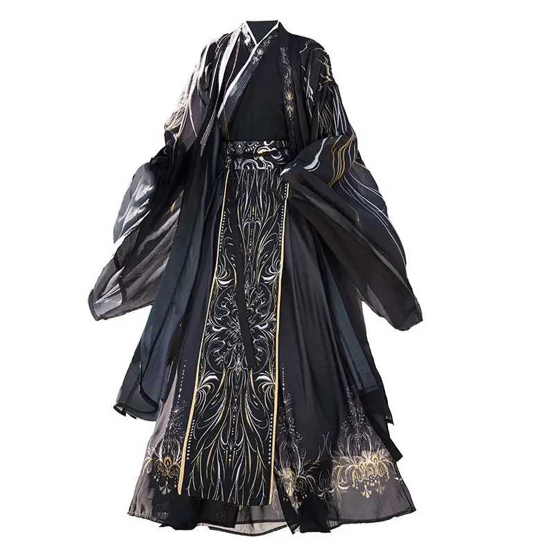 Original Men's Hanfu Ancient Martial Arts Fantasy Dark Cool Collar Robe Film And TV Cosplay Chinese Traditional Costume
