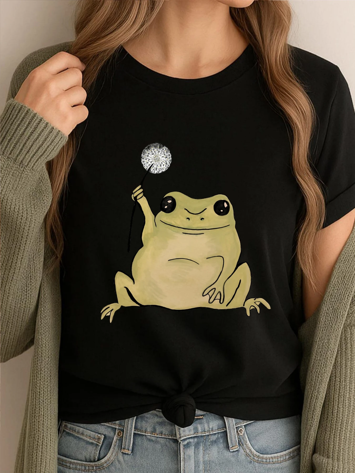 

Dandelion Frog Graphic T Shirts Men Cotton Fall Gifts For Men Printed Tees Mens Luxury Design Soft Clothes