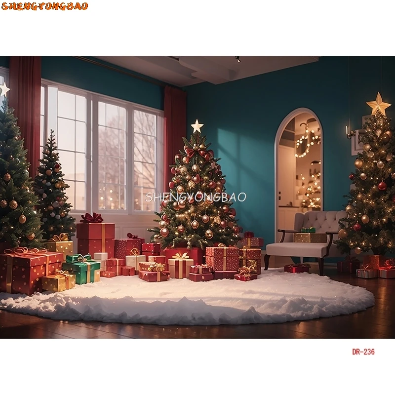 SHENGYONGBAO-Arrière-plan pour Photographie, Thème Jour de Noël, Cheminée, Accessoire Fenêtre, Salon, Nik, Maison de Village, DR-08