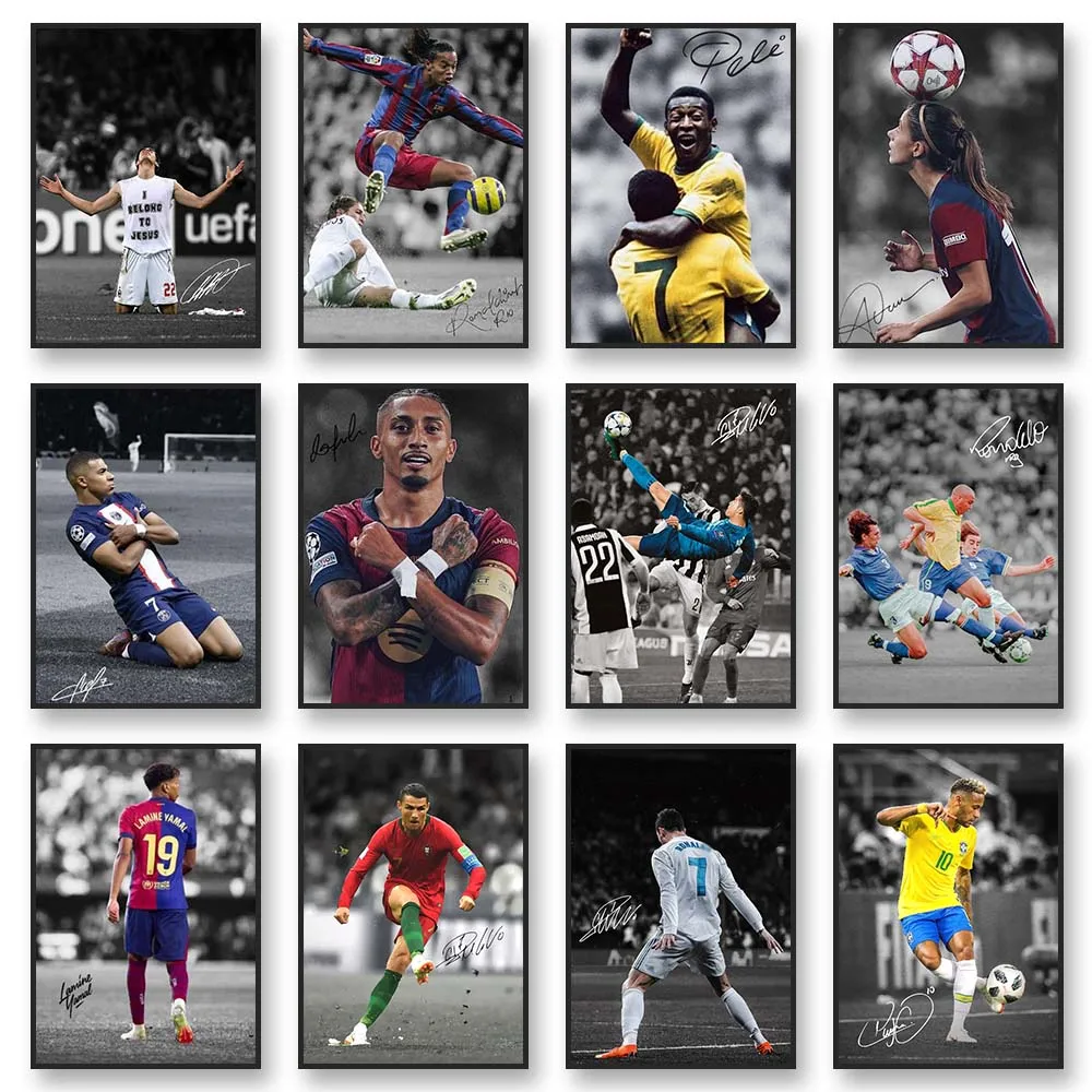 Modernes Fußballspieler-Poster Leinwand-Wandkunstdruck Fußballstar Dekoratives Wandbild für Heim-Raumdekoration Sportfan-Geschenk Ungerahmt