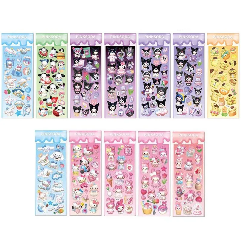 Imagem -02 - Cinnamoroll Olá Kitty 3d Adesivos Sanrio Melodia Pochacco Scrapbooking Diário Faça Você Mesmo Adesivo Decorativo Etiqueta Album Stick Presente 60 Pcs Lote