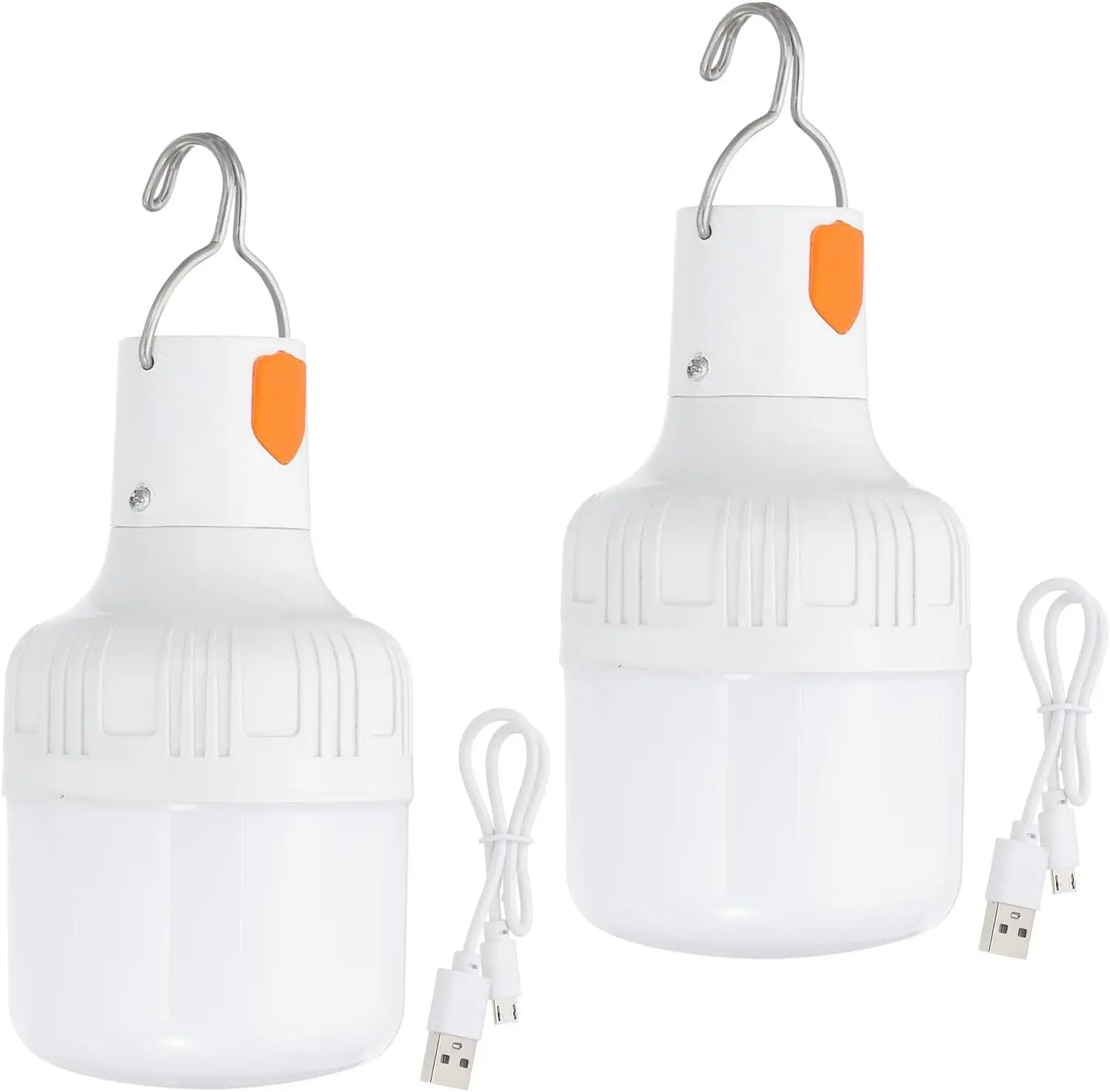 Smart Choice Camping Lantern, 2 Pack Rechargeable LED Tent Lamp Lights Bulb Portable Hanging 3 Lighting Modes 90W with Clip