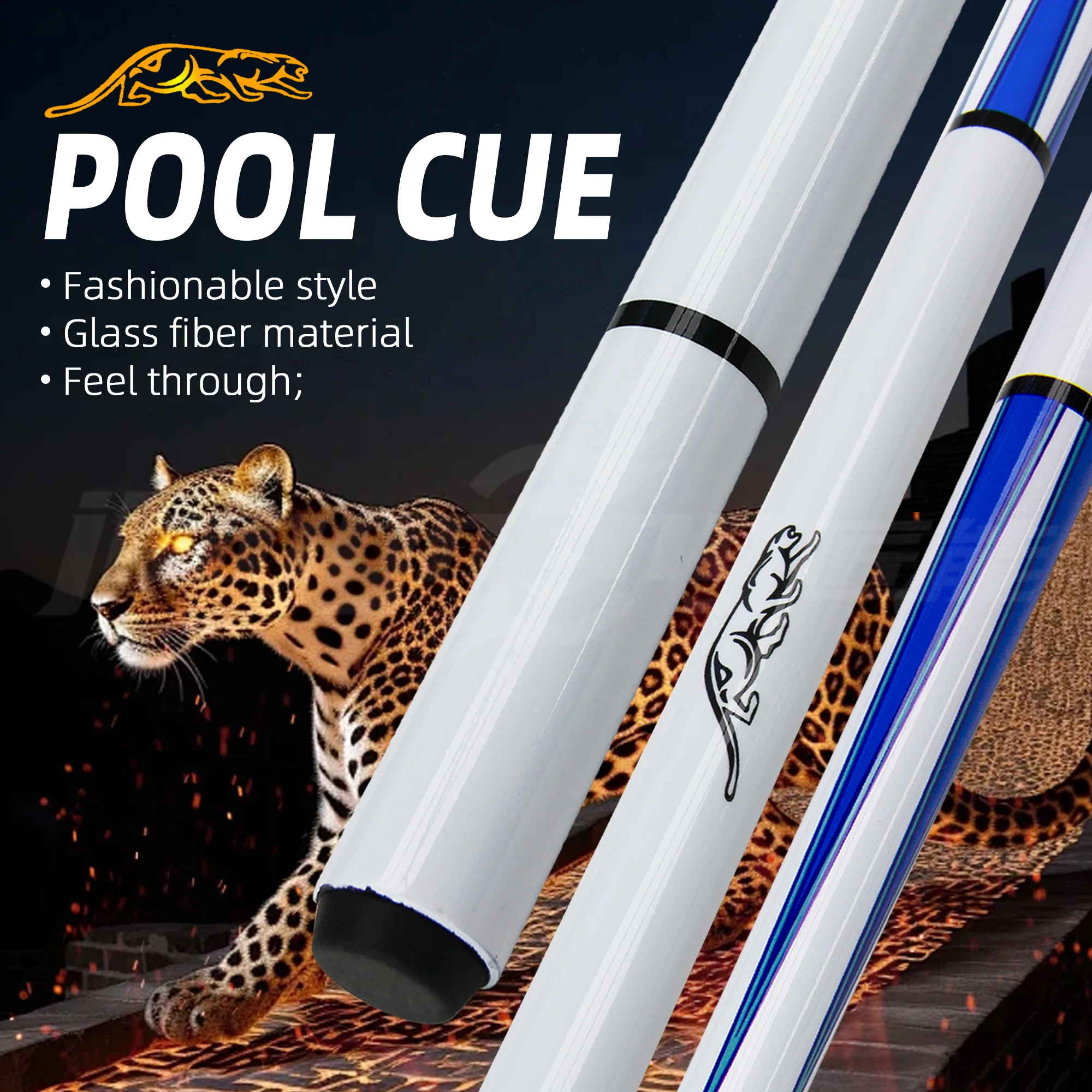

13-миллиметровый высокоэластичный наконечник с синим узором снежного леопарда, профессиональный бильярдный кий с амортизацией из стекловолокна