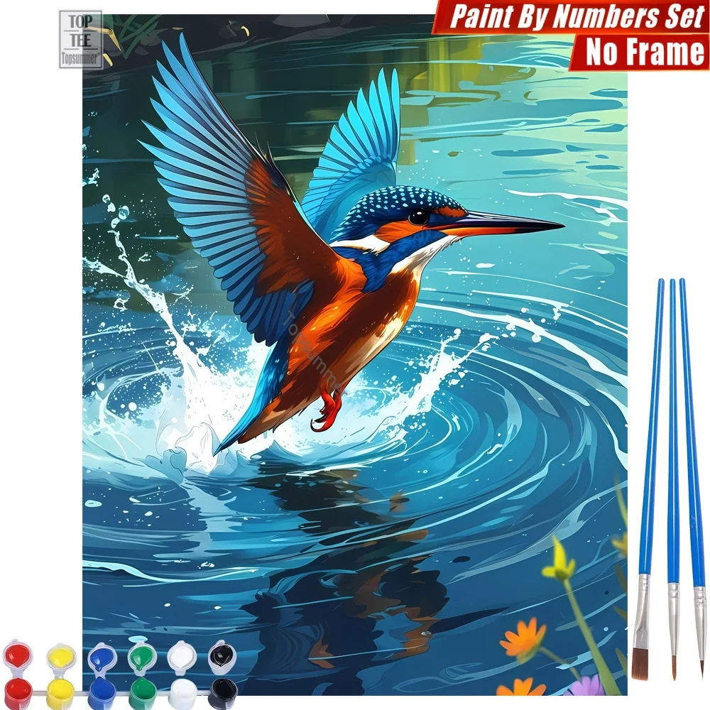 

Kingfisher water takeoff Painting By Numbers Kit - Wings splashing dynamic Quality Family Time Mother'S Day Gift For Mom