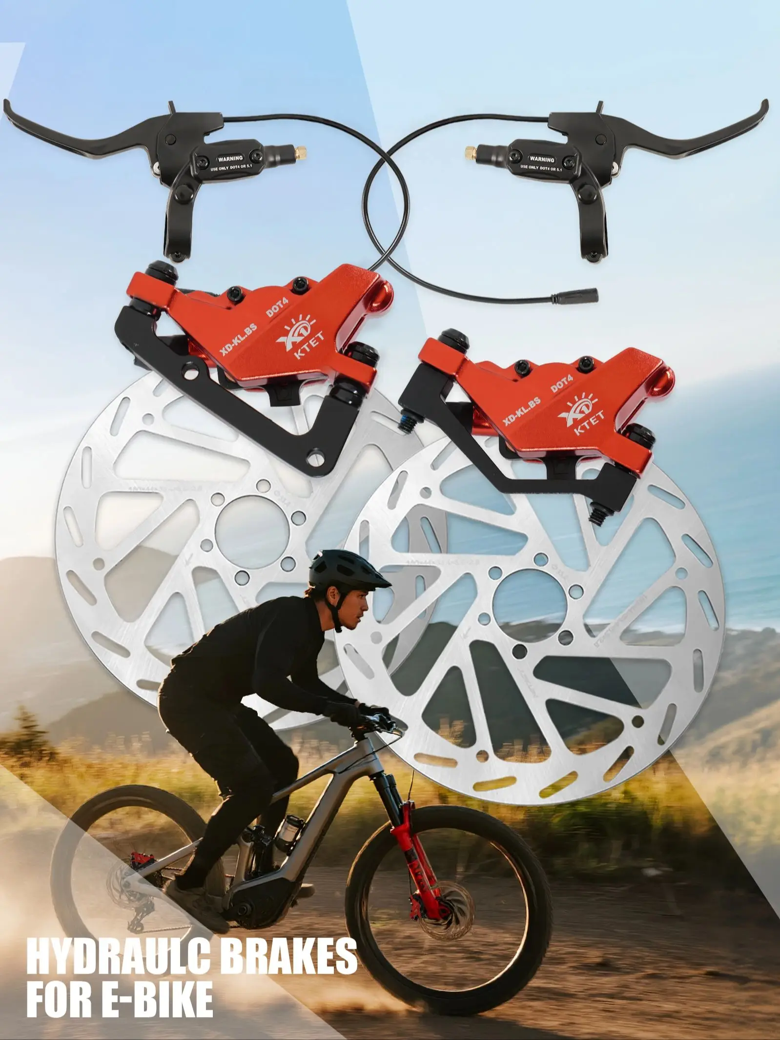 AliExpress NONE KTET Power Cut Off Hydraulic Brake Set: Easy Install 2 Piston Calipers for Electric Bike, Complete Aluminum Alloy Disc Brake Kit