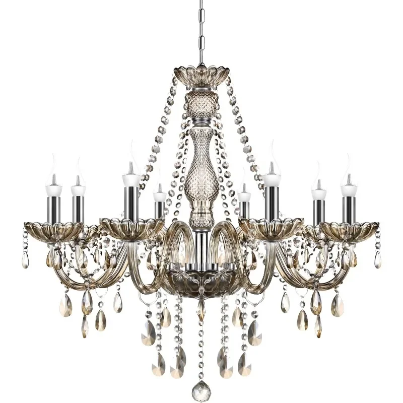 

Ridgeyard 8 Lights Crystal Candle Chandelier K5 Crystal Ceiling Pendant Lamp Lighting Fixture for for Living Room