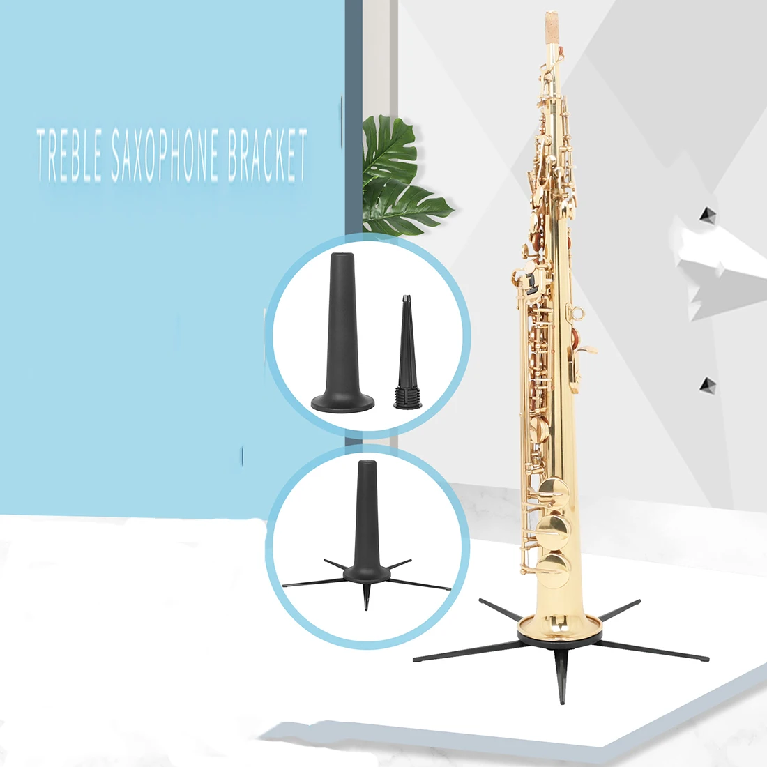 Soprano Saxophone Stand with Five Legs Black Saxophone Collapsible Stand Stable and Durable Woodwind Instrument Sax Accessories