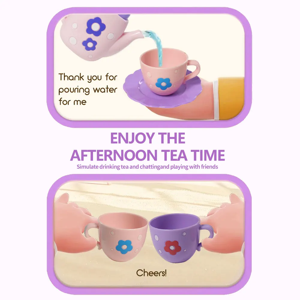 Zestaw do herbaty dla małej dziewczynki, udawany popołudniowy zestaw do herbaty z deserami, herbatnik do zabawy w czasie herbaty księżniczki, zabawki kuchenne, prezenty wielkanocne