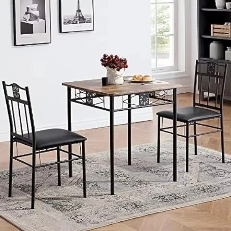 Kitchen dining table set with 4 chairs, 4-person dining table set with upholstered chairs, metal 5-piece dining table set