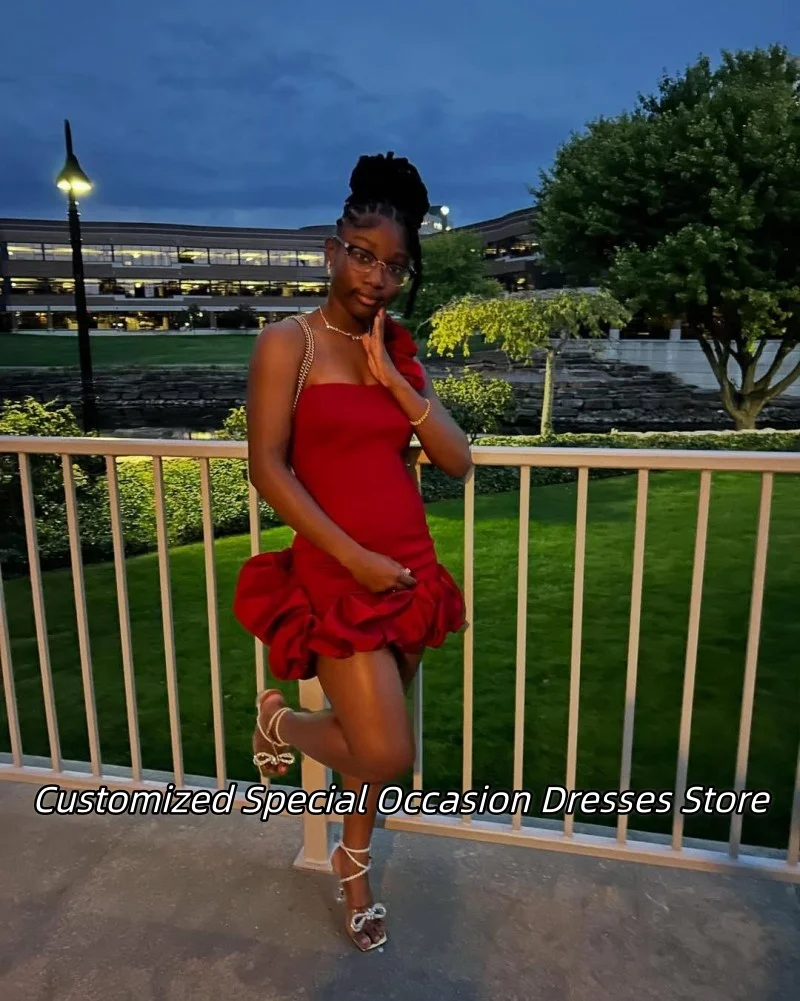 Wijnrode ruches een schouder mini-galajurk prachtige verjaardagsjurken voor vrouwen homecoming-jurken vestido de festa op maat