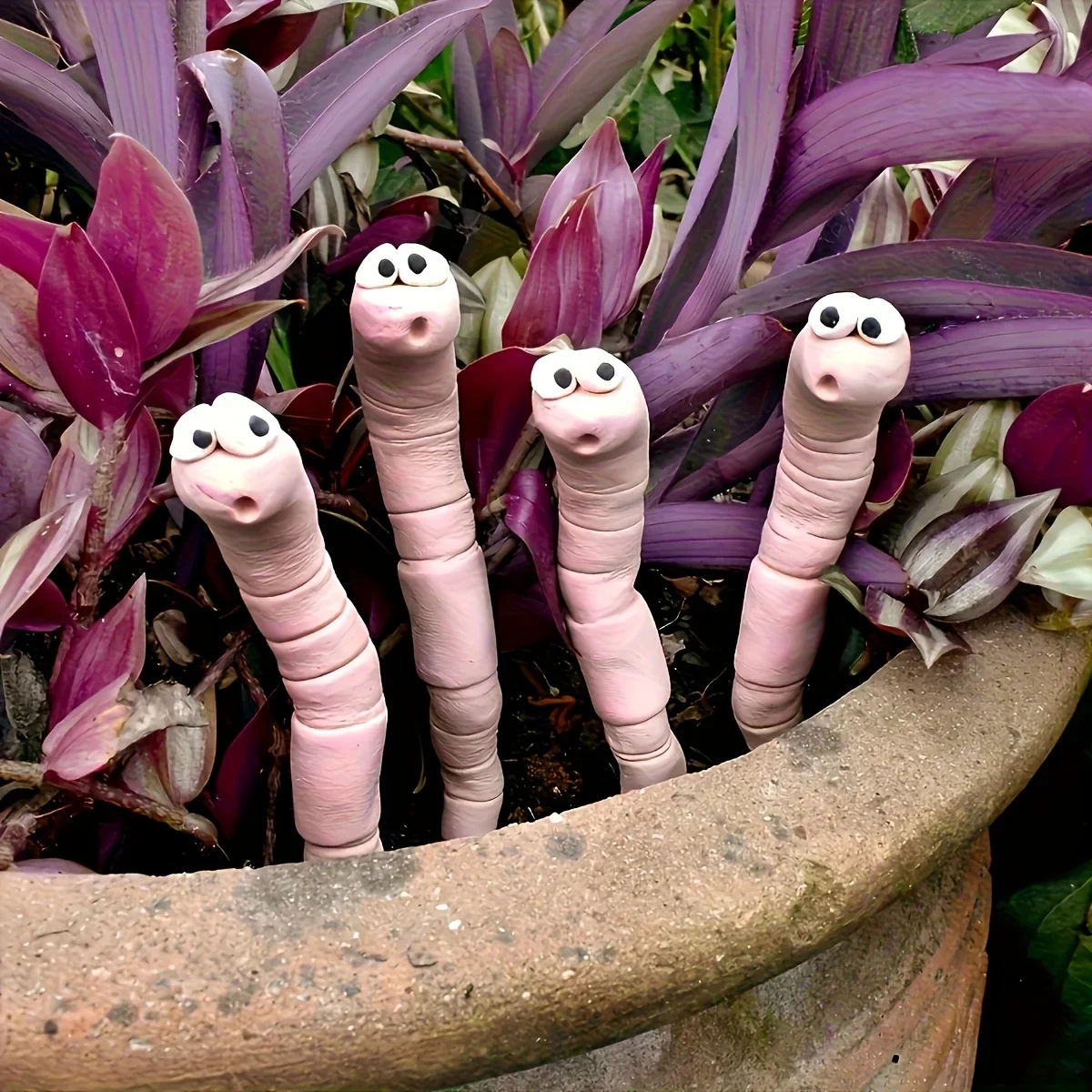 8pcs Funny Thirsty Worm Plant Decorations - Cute Garden And Patio Additions, for Indoor/Outdoor Plants,  Garden Decorations