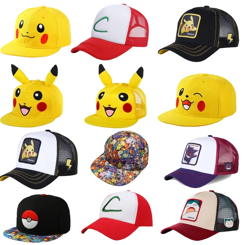 Pikachu Baseball Cap Pikachu Cartoon Hut Cosplay Sommer Mann Hip Hop Sport Cap für Kinder Junge Mädchen Kinder Anime Figuren Spielzeug Geschenk