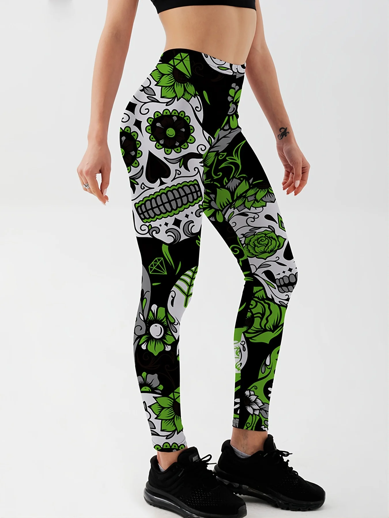 Qickitout Leggings Fitness Slim Women\'s colorful skull mas Legging Sexy Fashion Stretch Digital Print Pants Cool Trousers