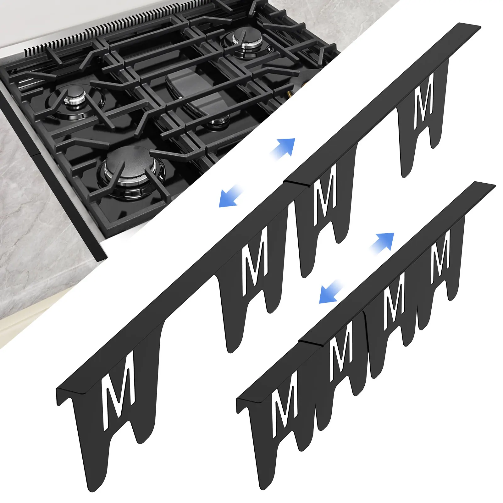 2 Pcs Stainless Steel Stove Gap Cover Heat Resistant Stove Gap Filler Easy Clean Stoves Counter Gaps Cover for Cooktop Kitchen