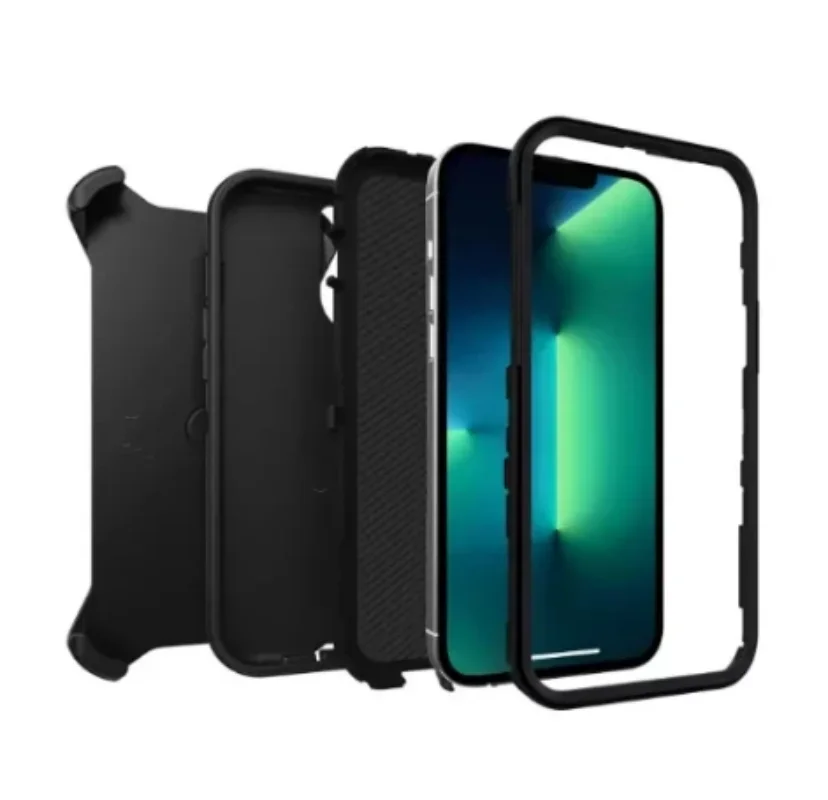 Defender Series Box para iPhone, etui z klipsem, Tipo Mecânico, iPhone 11, 12, 13 Pro Max, 14 15 16 Pro Max, Pacote