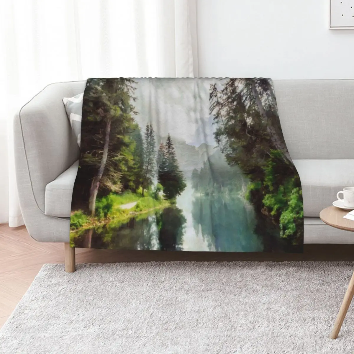 The Forest River Throw Blanket Comforter Hairy Warm Shaggy Soft Beds Moving Blankets
