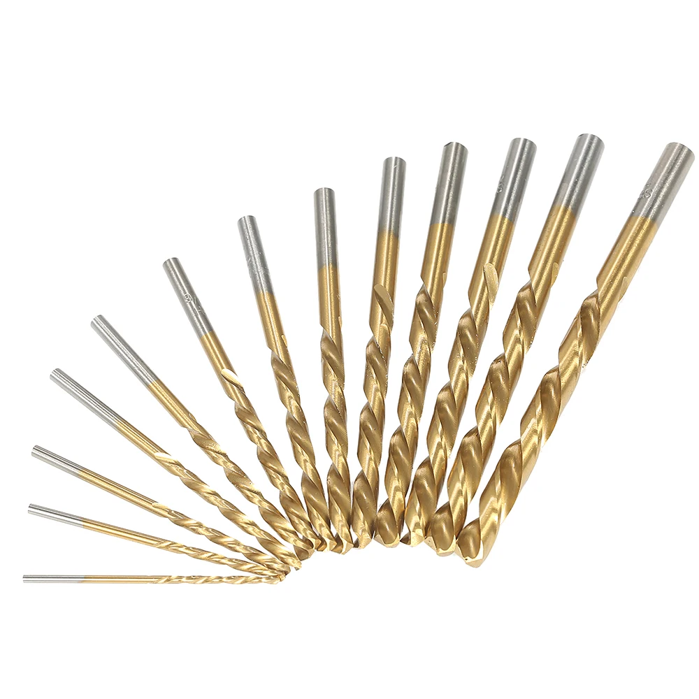 13pcs Left Handed Drill Bit Set M2 HSS with Titanium Nitride Coating Drill Bit with Storage Box for Metal Wood Power Tool