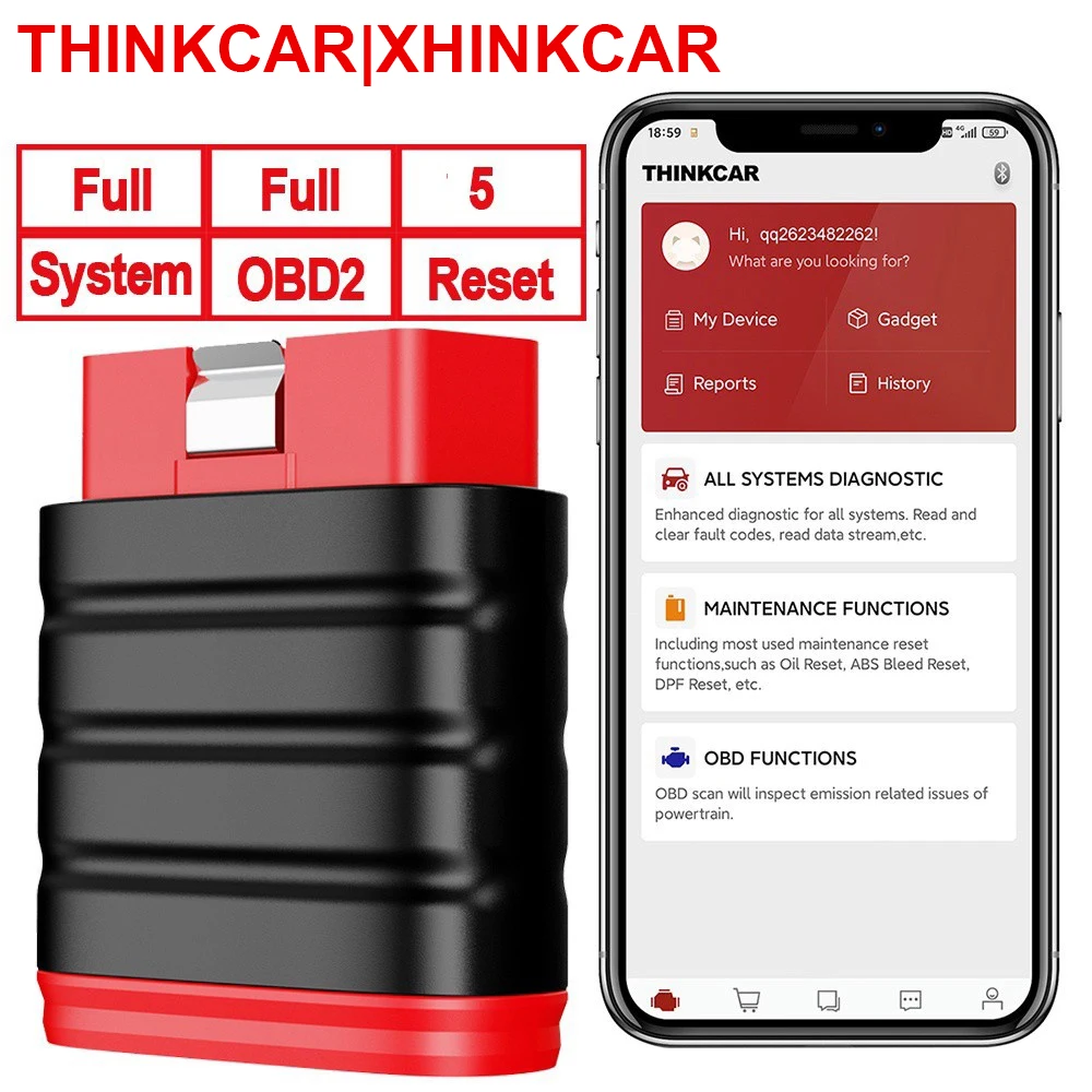 Thinkcar Thinksafe OBD2 Bluetooth Scanner Code Reader Car All System Scan 5 Reset OBD 2 Auto Diagnostic Tools PK Thinkdiag