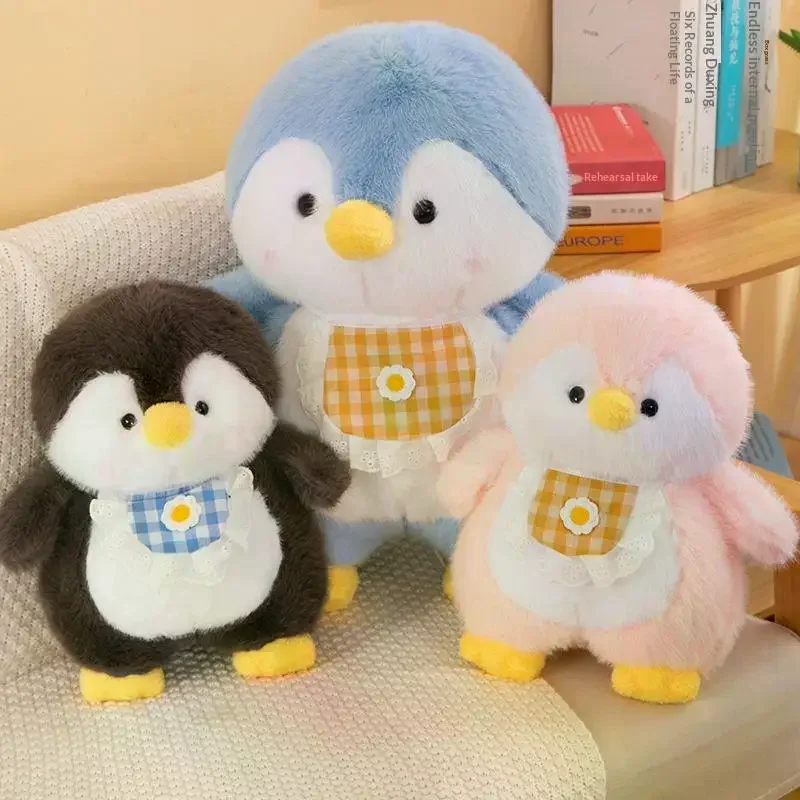 Soft Fluffy Penguin Stuffed Animal With Cute Checkered Bib And Adorable Appearance For Kids Gifts Bedroom Decor Daily Cuddling
