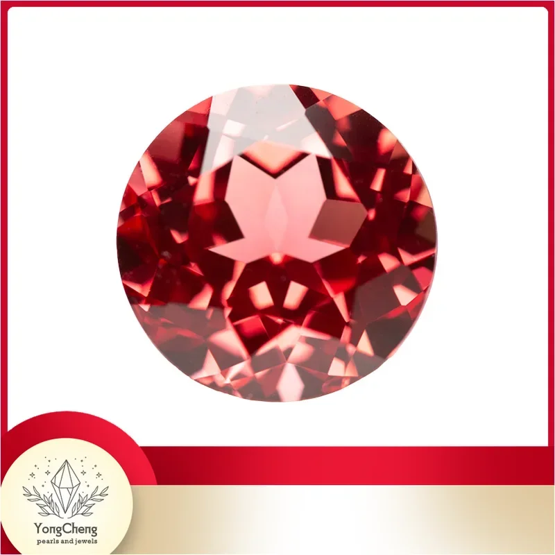 

Lab Grown Sapphire Round Cut Sunset Red Color Top Quality Pendant Gemstones For Charms Jewel Making Selectable AGL Certificate