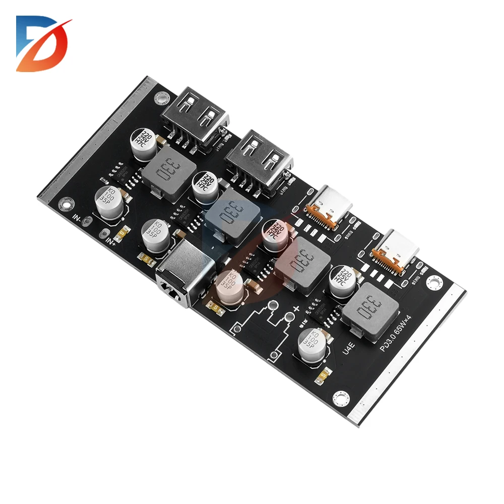 Module de charge rapide PD65w 4 voies DC12-30V compatible avec PD3.0/2.0 QC3.0/2.0 FCP AFC protocole de charge rapide DC5.5x2.5 5.5x2.1