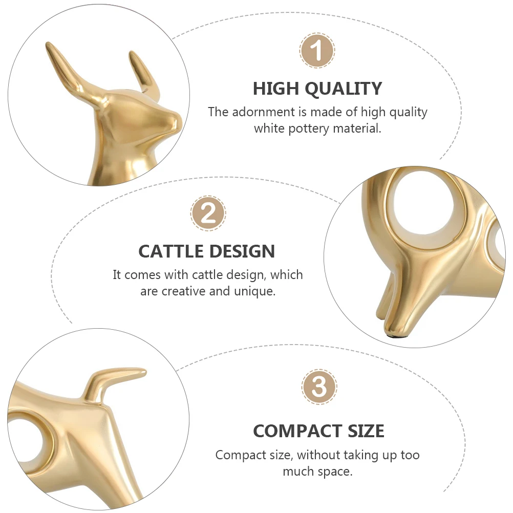 

1pc Pottery Cow Statue Desktop Ornament Chinese Zodiac Decor Home Office Table Animal Adornment Craft Cattle Desktop Decor Small