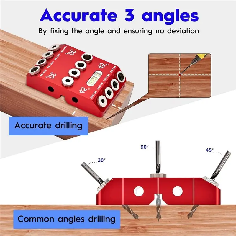 HOTA43T Multi Angle Drill Guide Jig 30 45 90 Degree With 4 Drill Bits,Portable Drill Guide For Straight Hole And Angle Hole
