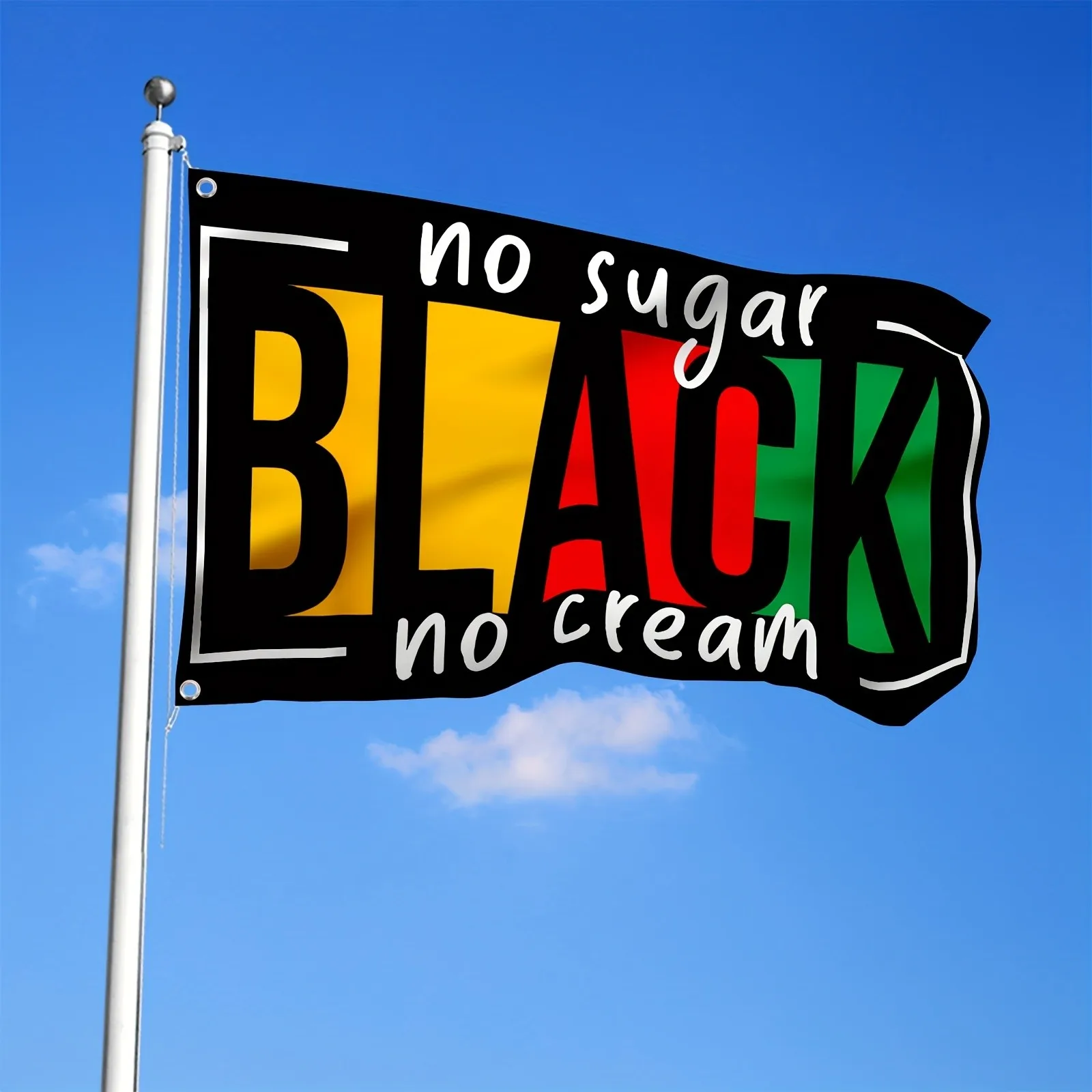 No Sugar Black No Cream Juneteenth Freedom Flag 3x5ft 4x6ft Polyester Flag with Grommets for Patio Garden Home