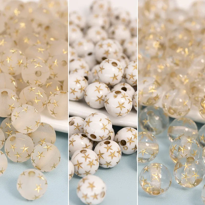25-50PCS 8mm Acrylic Star Beads Mermaid Round Shape Beads For Jewelry Making DIY Charms Bracelets Necklac Accessories