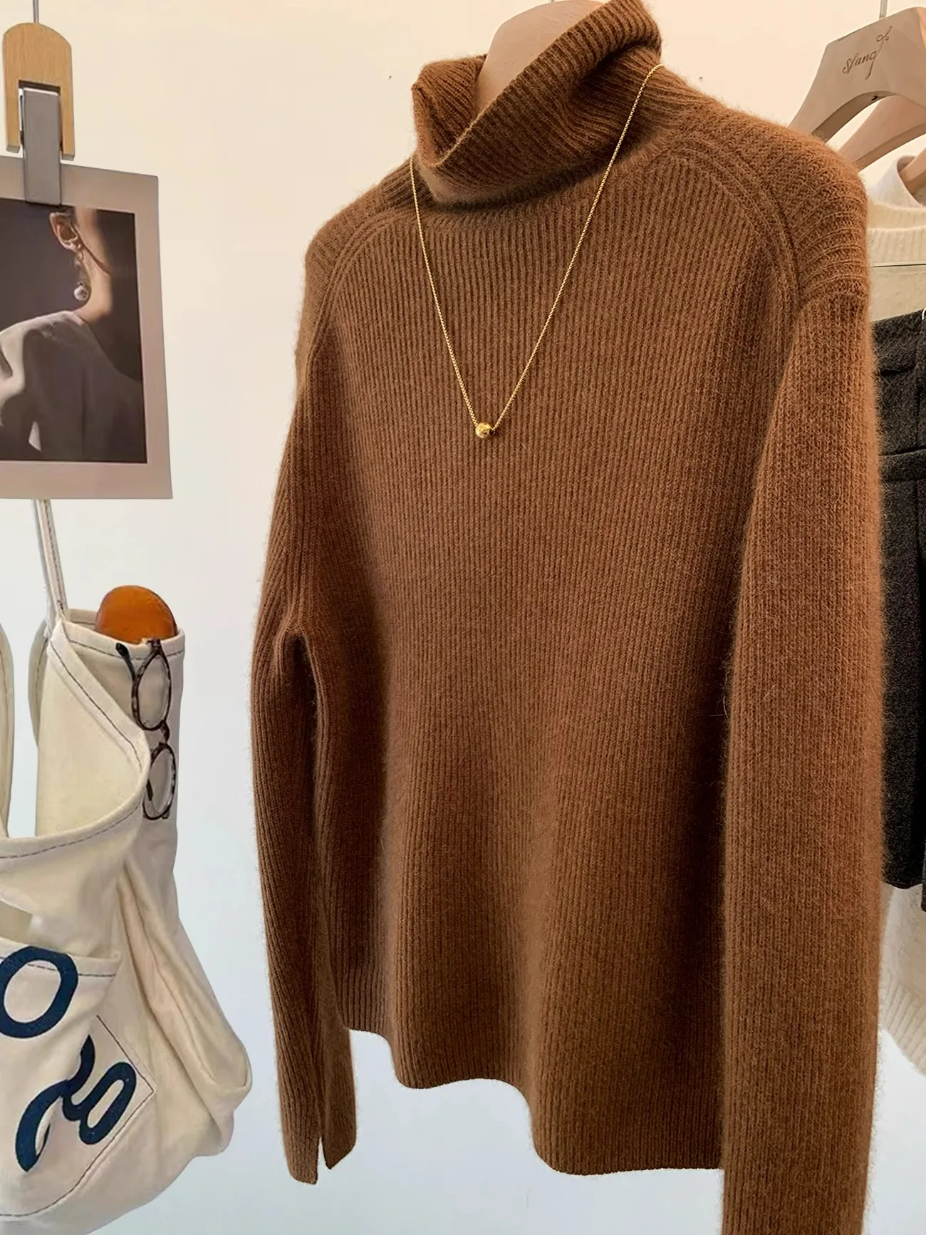 2024 Women\'s Autumn Winter New Solid Color Pullover Tops Female Turtleneck Sweater Tops Ladies Long Sleeve Knitted Jumpers