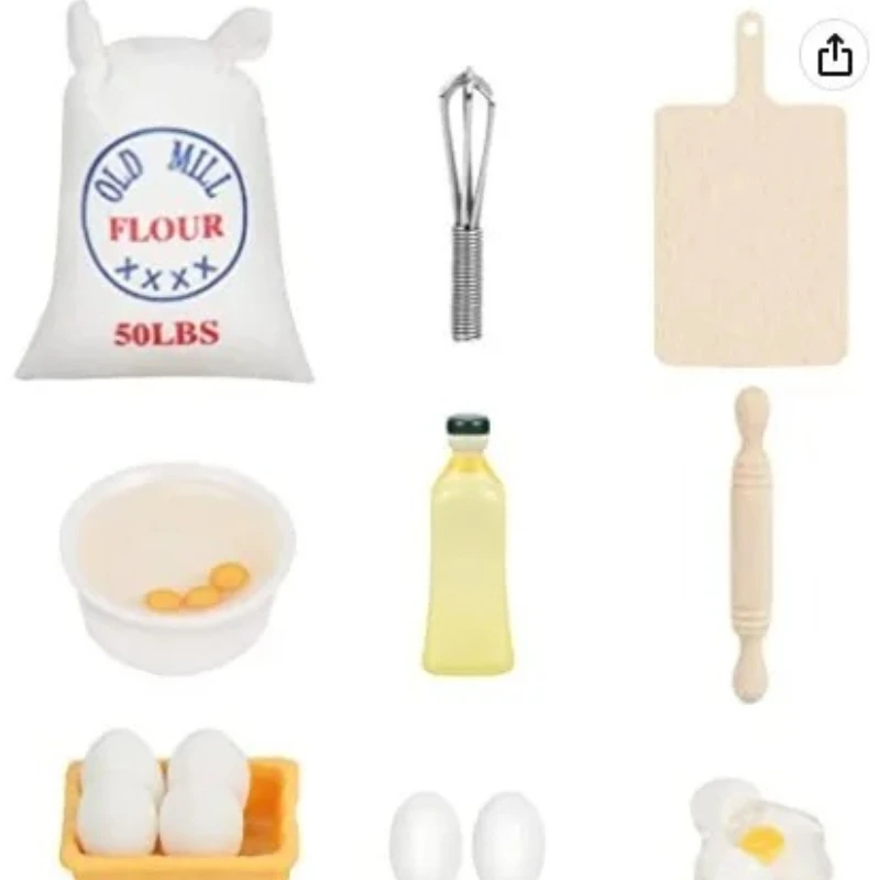 Mini cosas para tortilla, juego de herramientas de aceite de oliva, artículos en miniatura, rodillo, casa de muñecas, accesorios para casa de muñecas, juego de simulación, juguetes de cocina