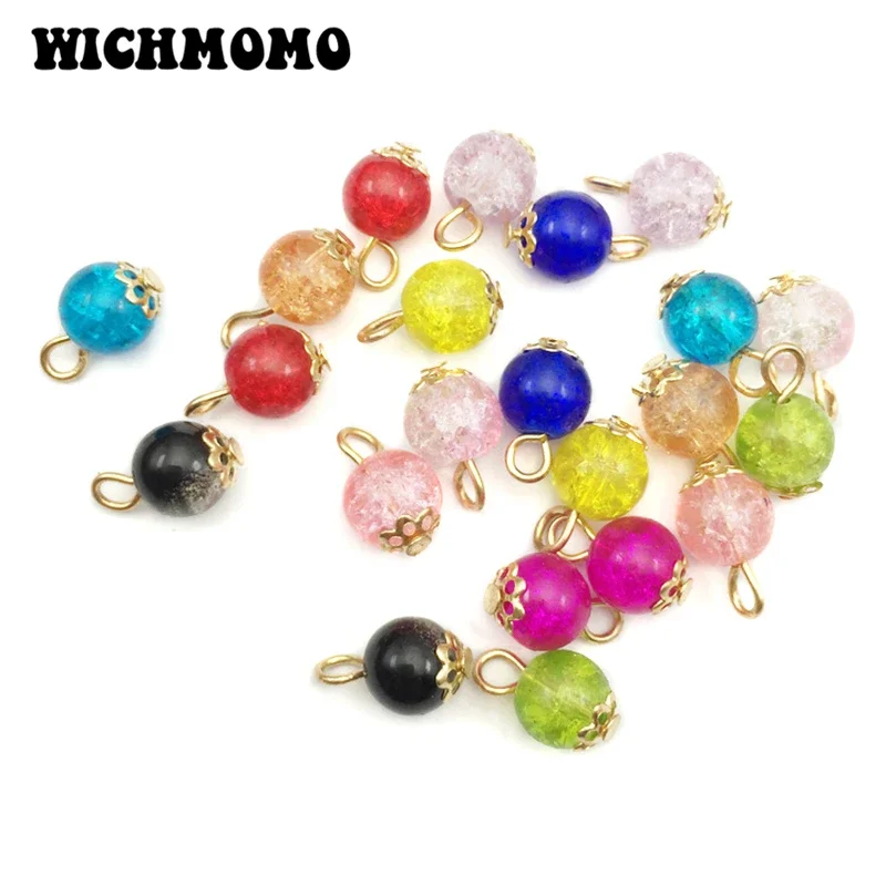 

New 10pieces/bag 8mm Candy Color Round Frosting Crystal Crack Beads Charms for DIY Bracelet Necklace Jewelry Accessories