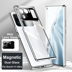 360 Metal Magnetic Case For Xiaomi Mi 14 13 Lite 12 11 Pro Ultra Double Sided Glass Lens Protector For Xiaomi 12 13 14 Pro Cover