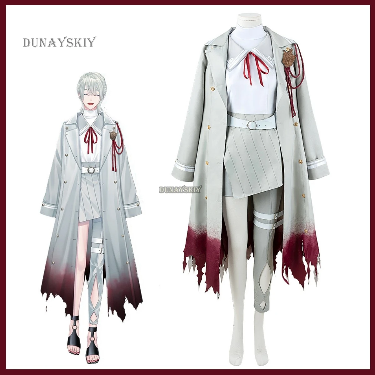 VTuber Virtual YouTuber NIJISANJI Genzuki Tojiro Cosplay Costume Wig Long Coat Trench Uniform Full Set Woman Sexy Carnival Suit