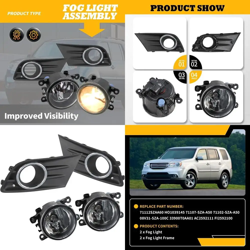 

2012-2015 Pilot Front Fog Light Assemblies with Cover and Chrome Trim for Driver and Passenger Side