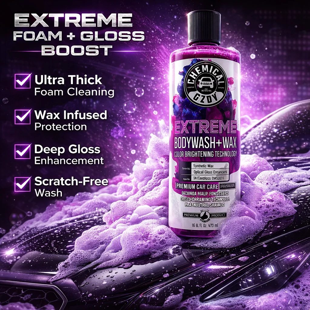 Car Wash Soap with Wax 16oz, High Foam Auto Shampoo, Scratch-Free Cleaning, Gloss Enhancer & Paint Protection
