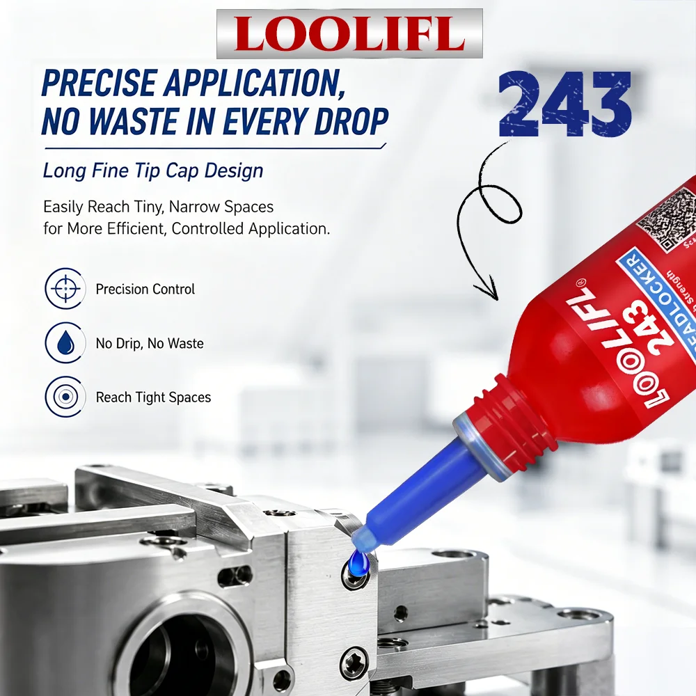 10ml 243 Blue Medium Strength Thread Sealant, Nut and Bolt Fastener Sealant, High Temperature Resistant to Prevent Loosening and Leakage, Can Be Manually Removed