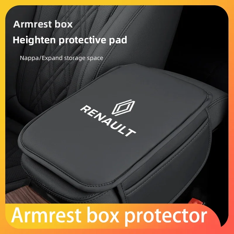 

Couro Car Armrest Box Pad, Arm Rest Mat, Bolso de armazenamento para For Renault Megane 2 3 Clio 4 Captur Kadjar Fluence