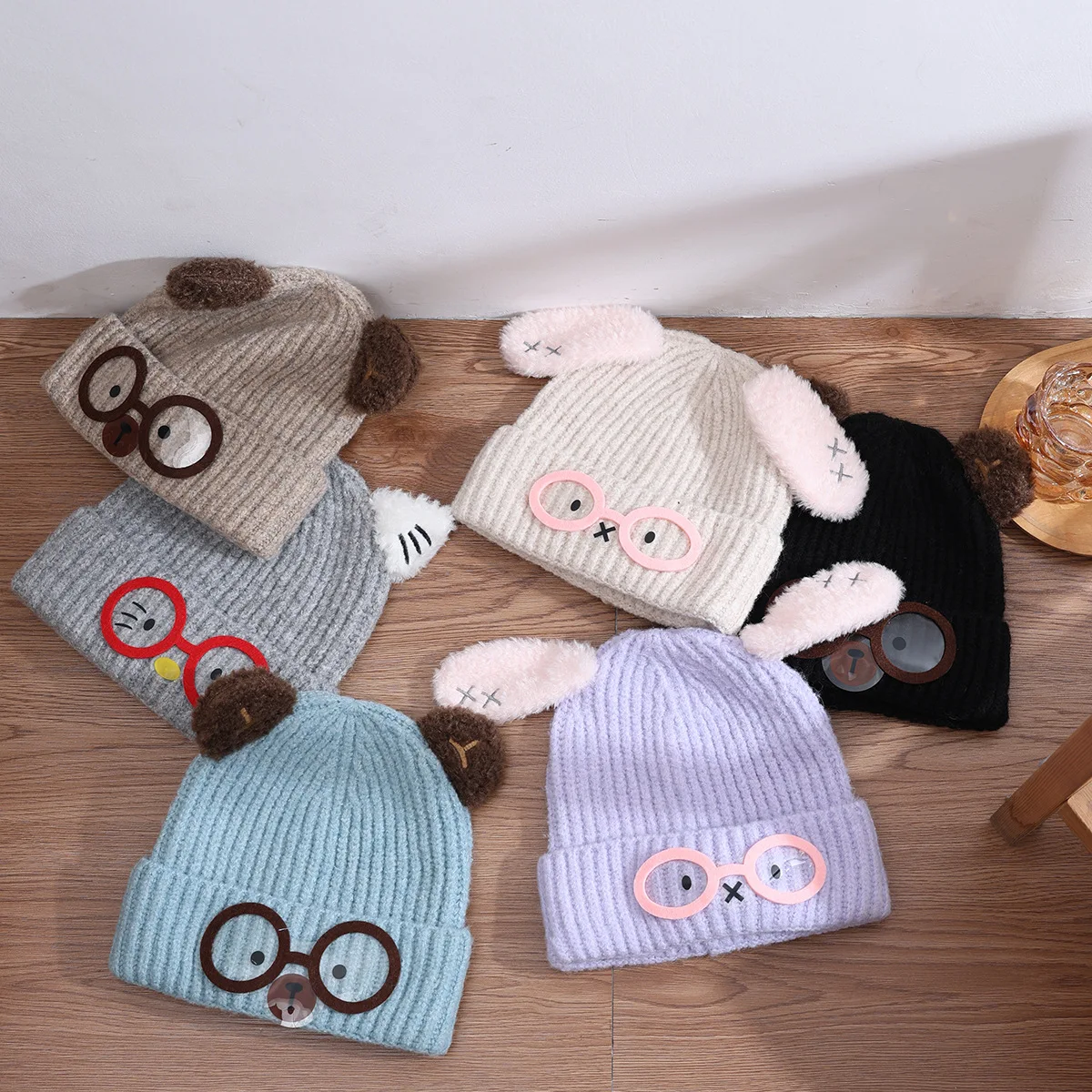 2025 Autumn And Winter New Cartoon Cute Eyes Puppy Knitted beby Hat Versatile Small Face Effect child Hat
