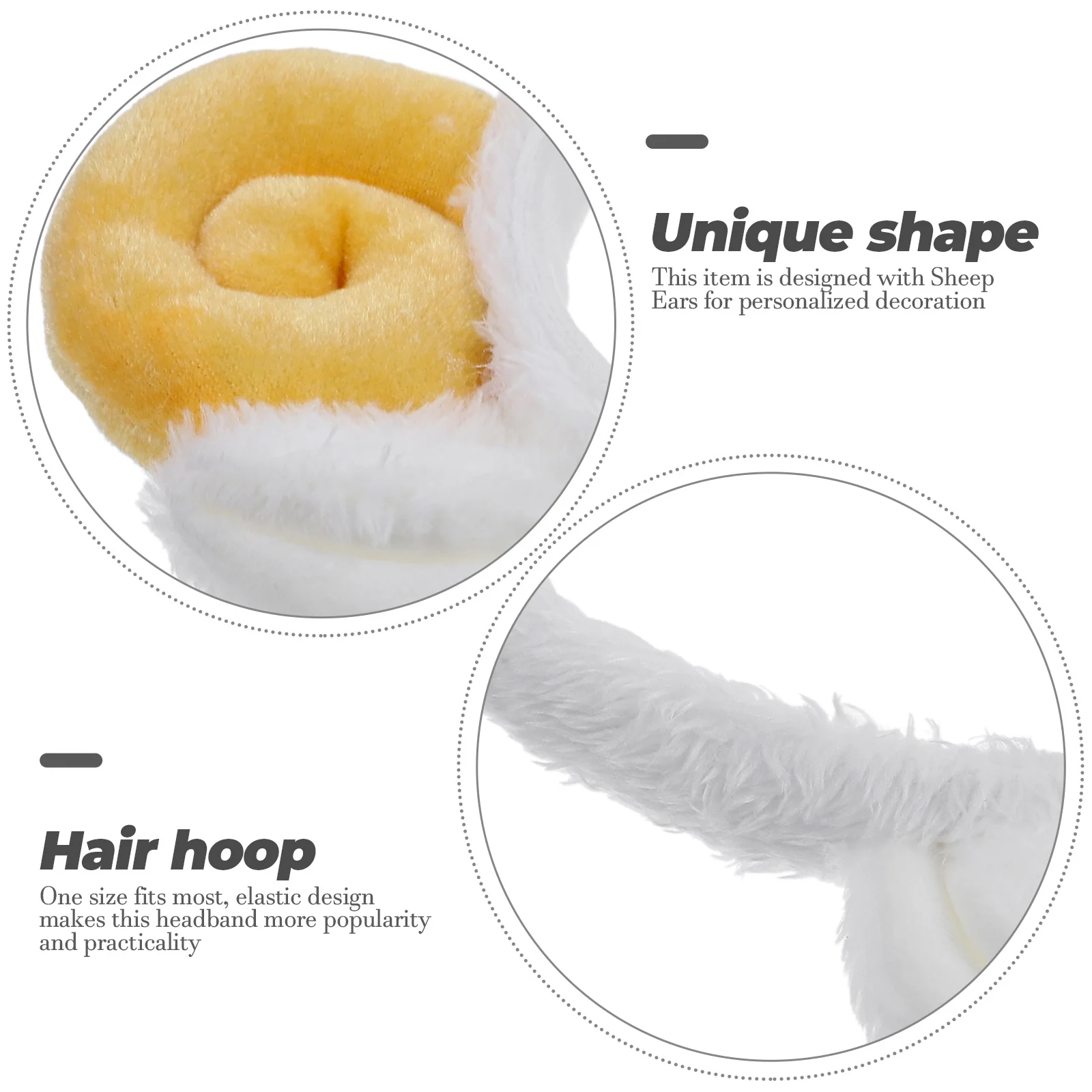 

Sheep Horn Headband Yellow Fabric Hoop Animal Ear Hair Bands For Spa Face Mask Exercise Hair Styling Tool